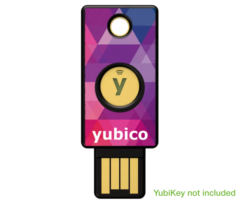 A YubiStyle applied to a YubiKey with the Diamond Prism pattern